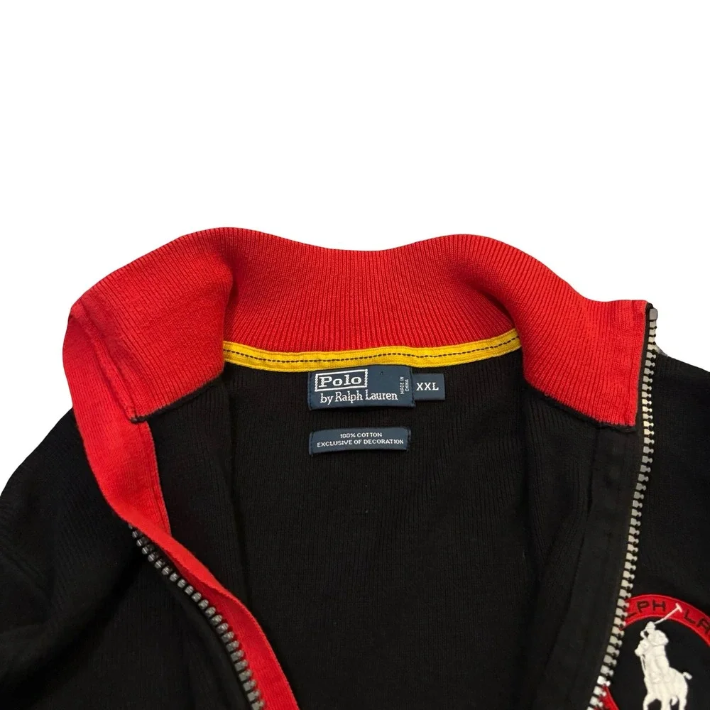 Polo Ralph Lauren Rafting Co Track Jacket Mens XXL Black Red Kayak Slalom Zip
